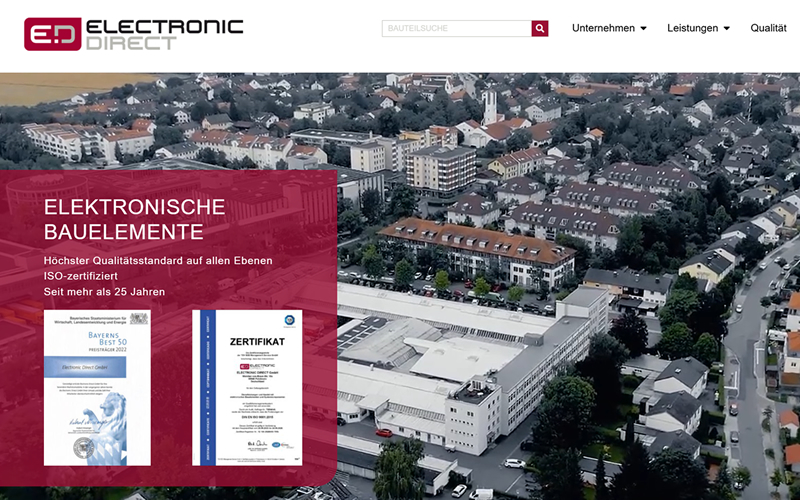 Electronic Direct Website Screen